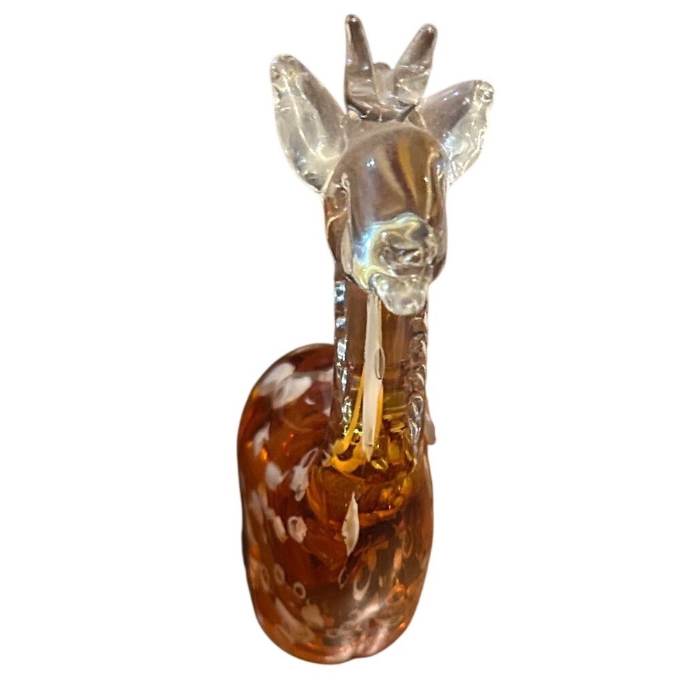 Amber Glass Giraffe‎ Figurine Crystal Clear Animal Sculpture Home Decor Accent